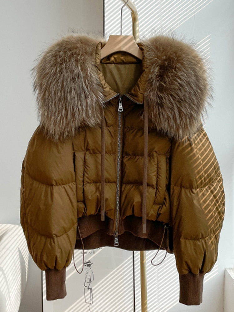 Real Fur Loose Duck Down Puffer Coats