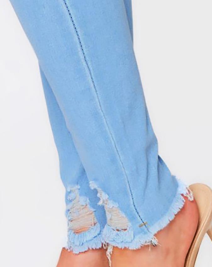 High Waist Cutout Ripped Skinny Jeans