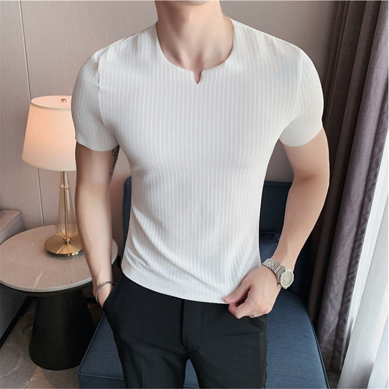 V Slim Breathable Short Sleeve Shirts