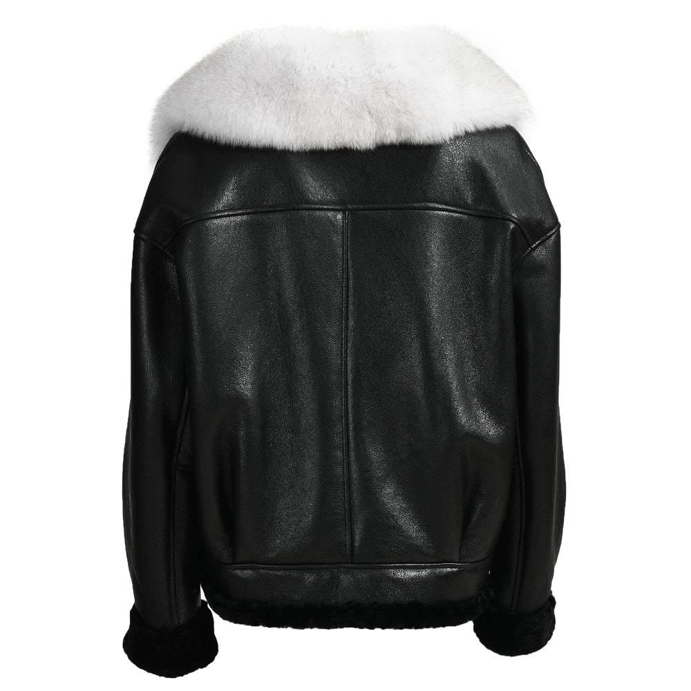 Genuine Leather Moto Jackets Shearling Liner