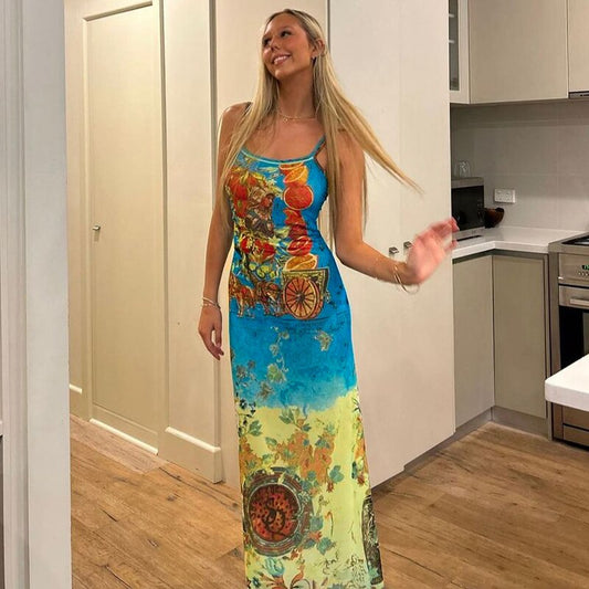 Orange Slices Long Dress