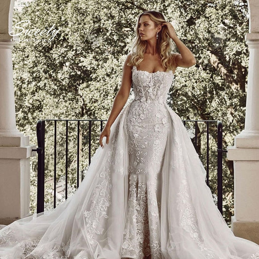 Luxury Flora Lace Detachable 2 In 1 Gowns