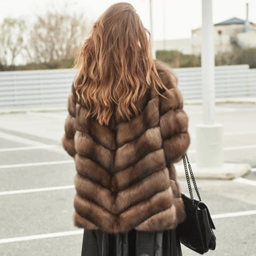 Luxury Pattern Real Fox Fur Coats