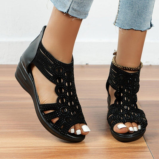 Roman Thred Low Wedge Sandals