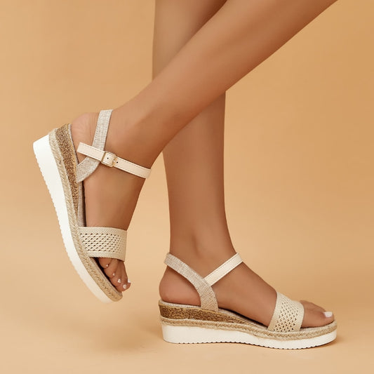 Vintage Ankle Strap Wedges Sandals