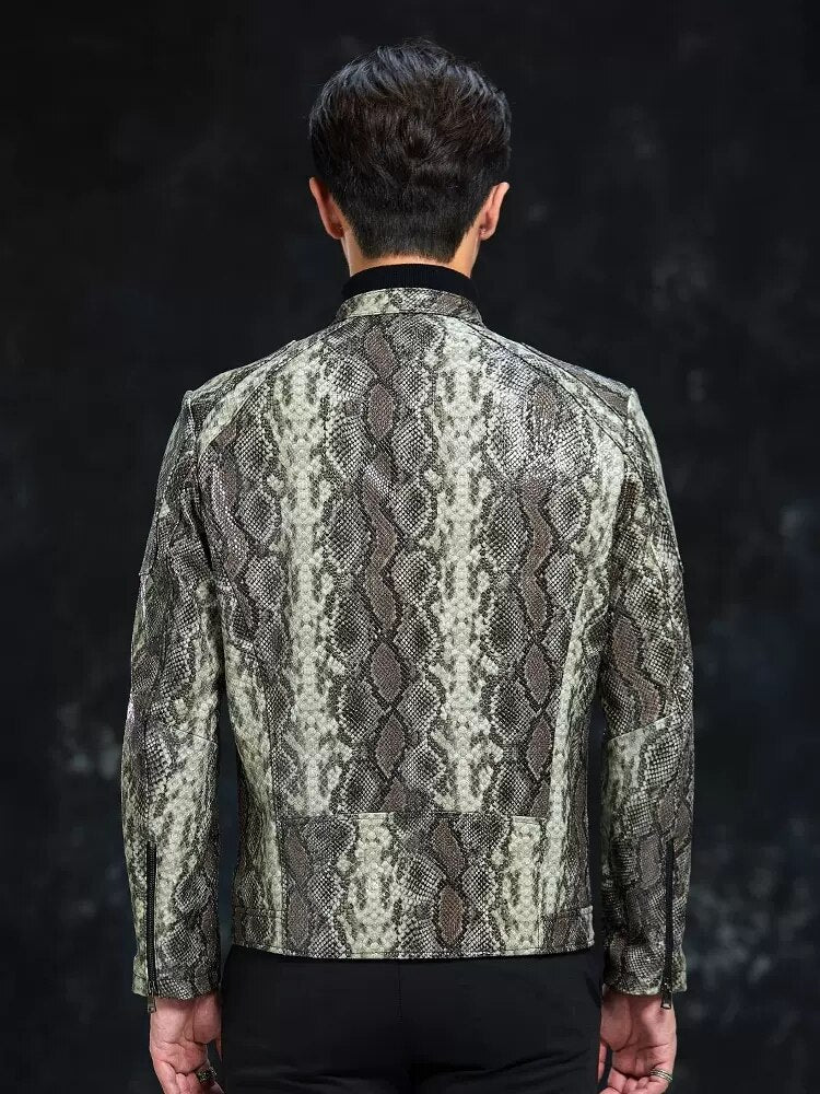 Python Pattern Genuine Leather Jacket