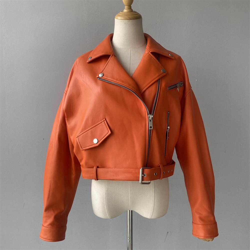 Genuine Leather Moto Jackets Crop (multi-colors)