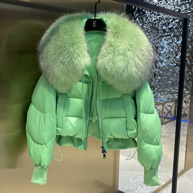 Real Fur Loose Duck Down Puffer Coats