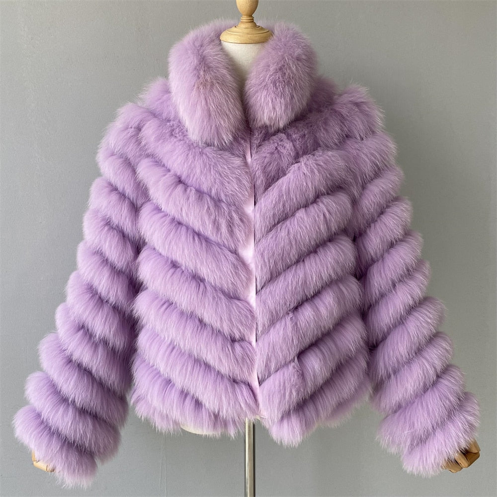 Reversible Knitted Real Fur Coats Silk Liner