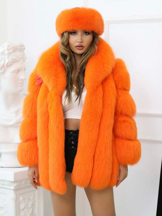 Pattern Big Collar Real Fur Coats