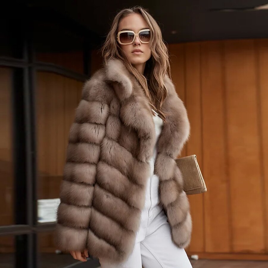 Luxury Pattern Real Fox Fur Coats