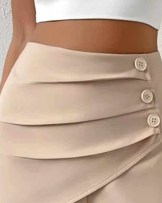 High Waist Side Button Ruched Shorts