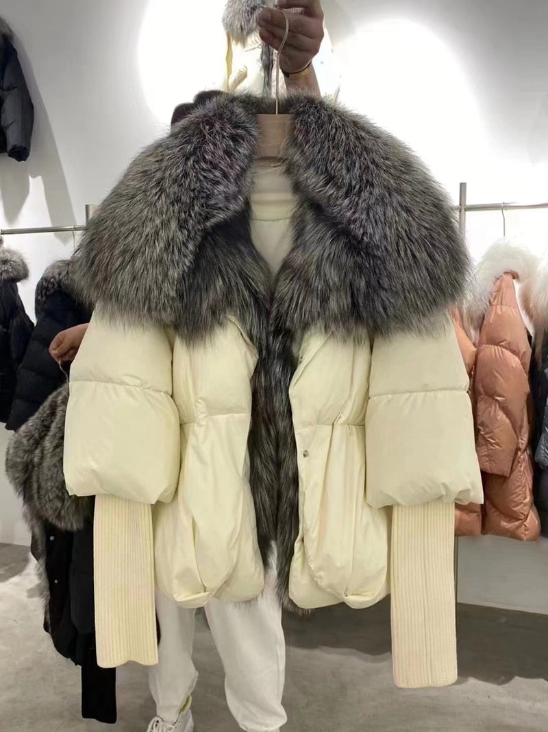 Goose Down Big Fur Collar Puffer Jackets