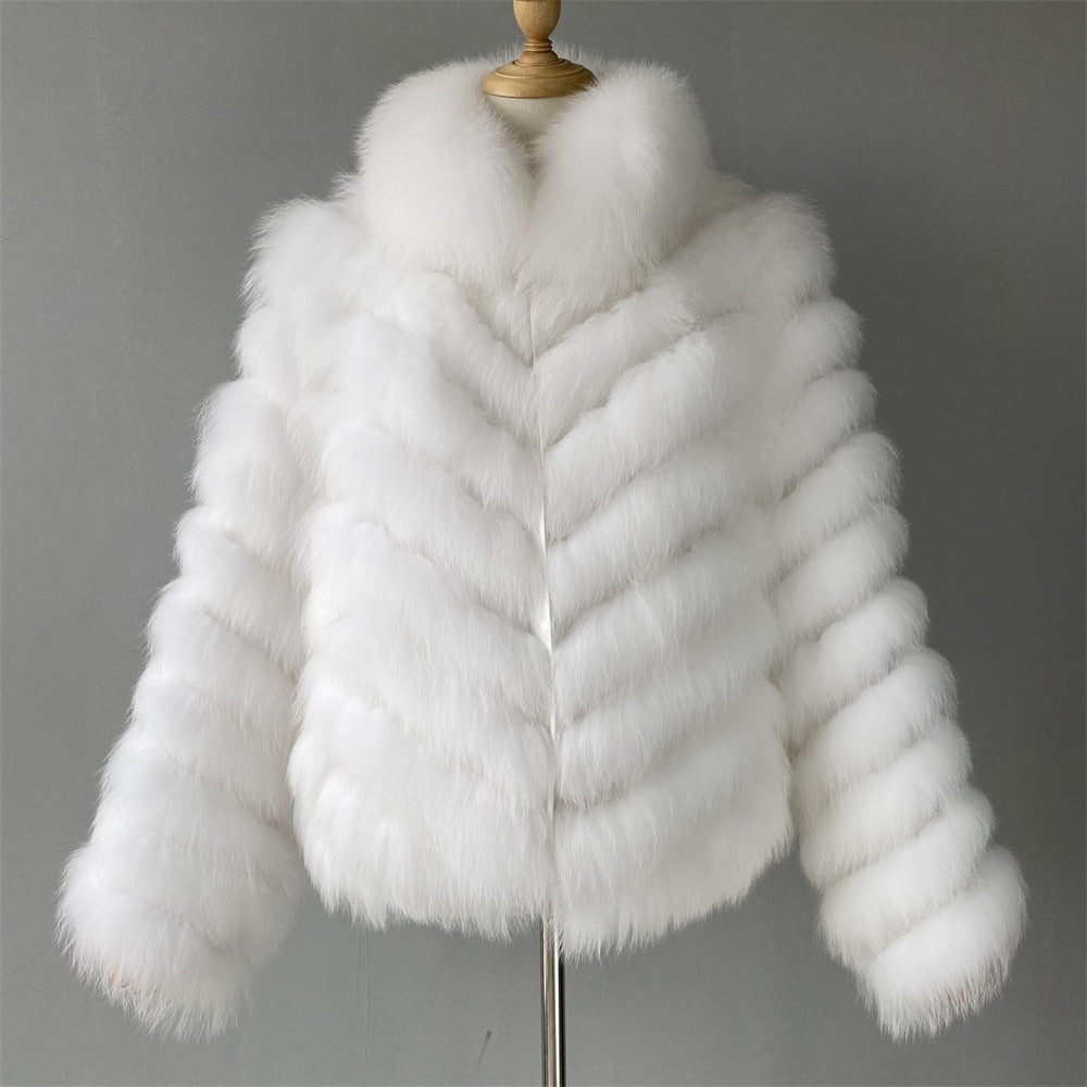 Reversible Knitted Real Fur Coats Silk Liner