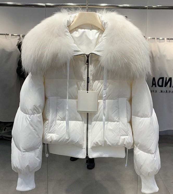 Real Fur Loose Duck Down Puffer Coats