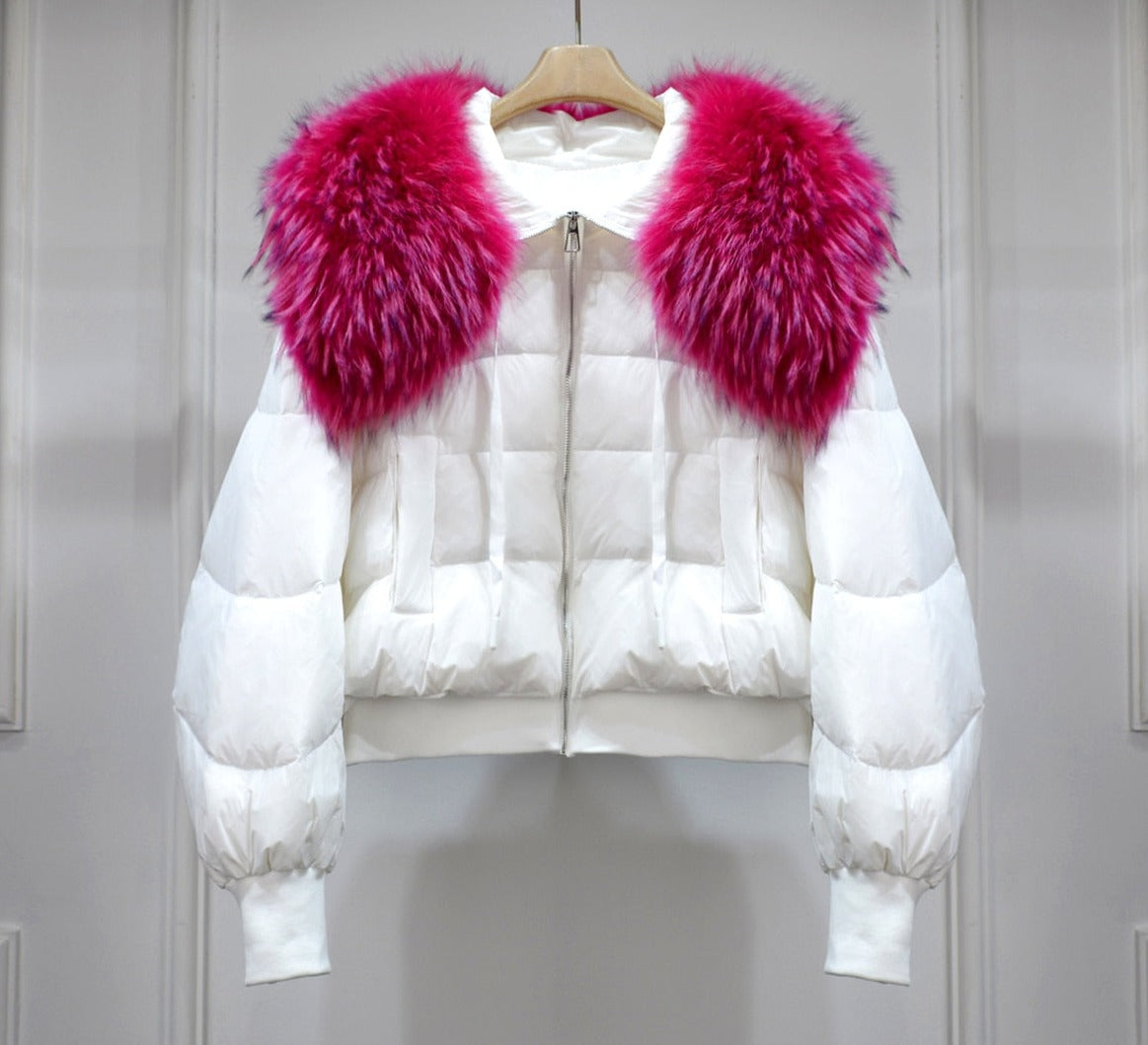 Real Fur Loose Duck Down Puffer Coats