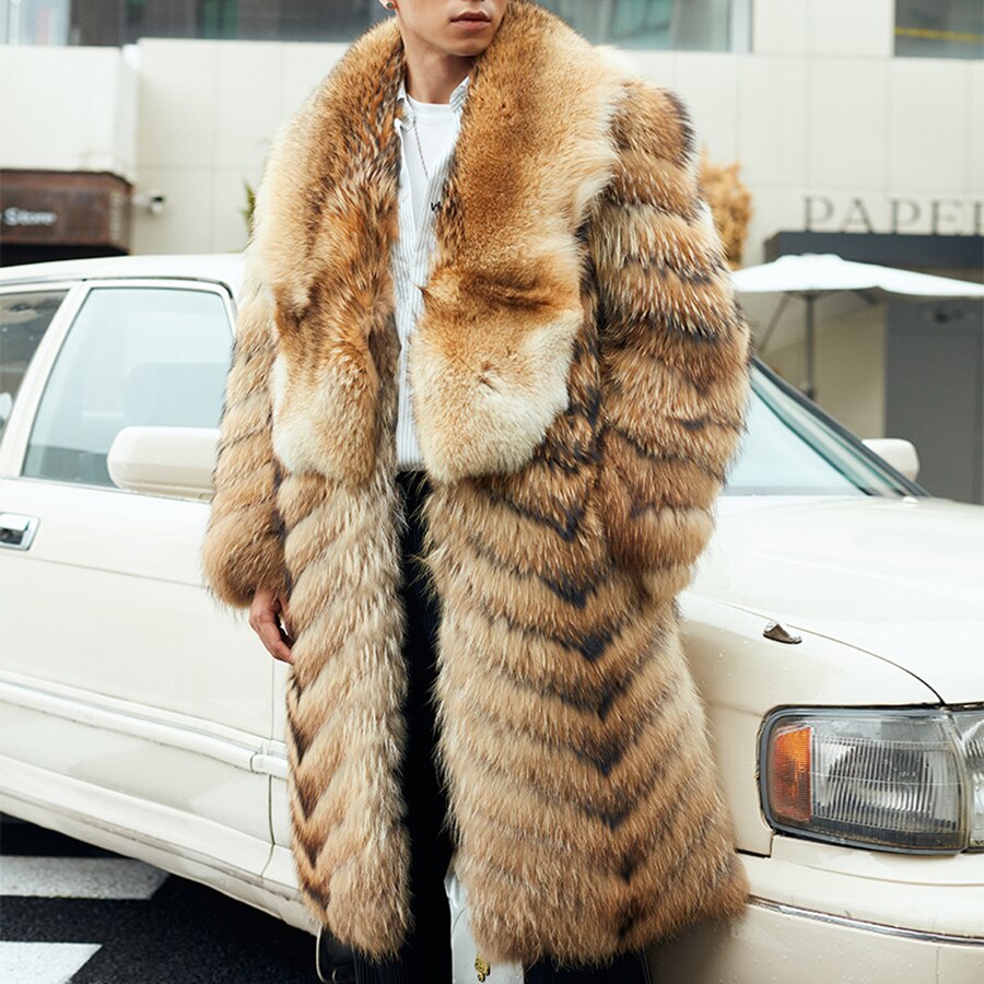 Long Real Fur Coat & Large Collar