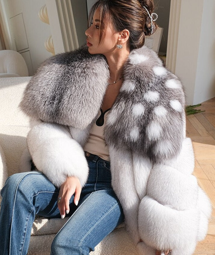 Luxury Full Pelt Real Fur Coat Big Fur Collar