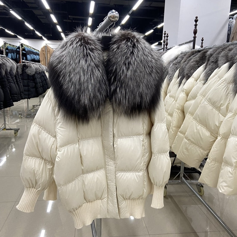 Goose Down Real Fur Big Collar Puffer Coats