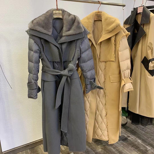 Cashmere Duck Down Real Mink Fur Long Coats