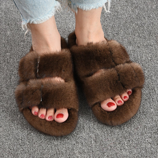 Real Mink Fur Slides