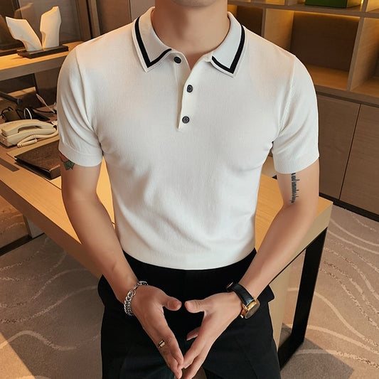 Collar Stripe Short Sleeve Shirts