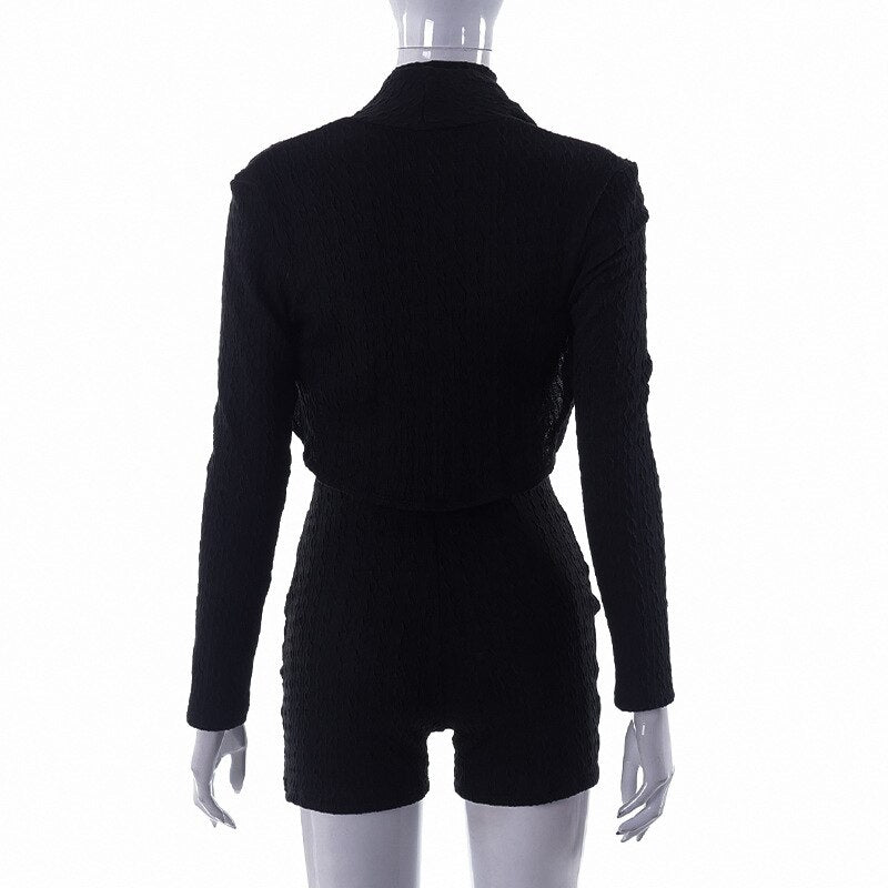 Long Sleeve Cardigan Halter Backless & Shorts Sets