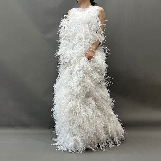 Real Ostrich Feather Long Dresses