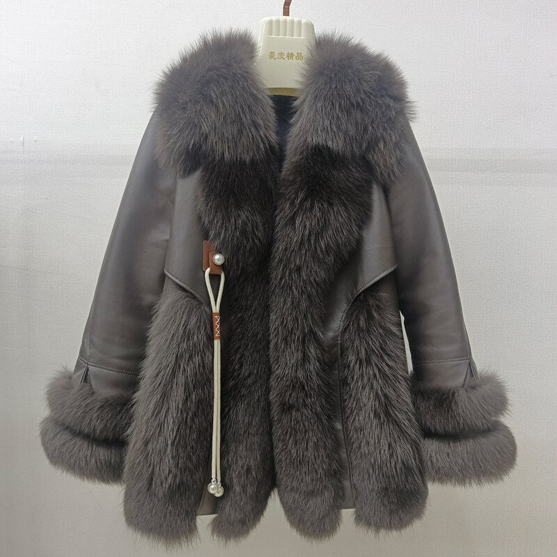 Genuine Leather Coats Real Fur Pattern