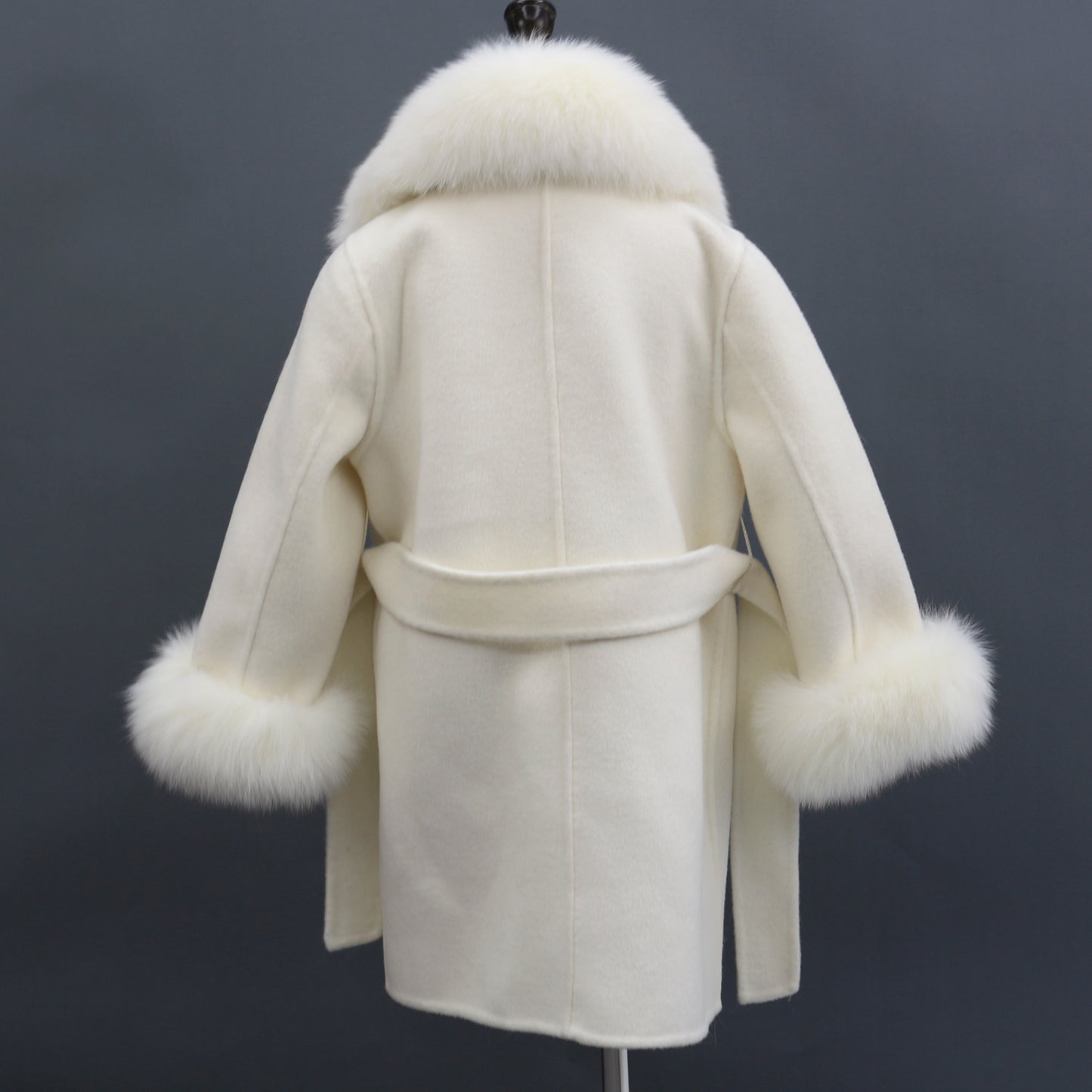 Mother & Daughter Cashmere Wool Pea Coats Fur Collar & Cuffs