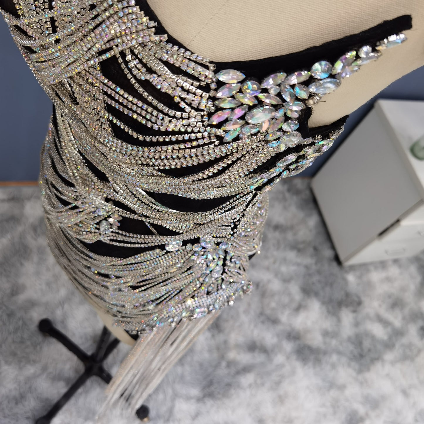 Rhinestones Chains Hollow Drip Dress – Elevate Swag