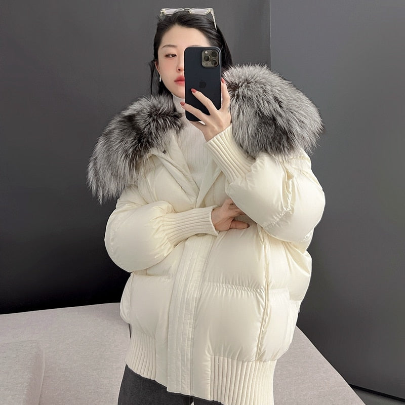 Goose Down Real Fur Big Collar Puffer Coats