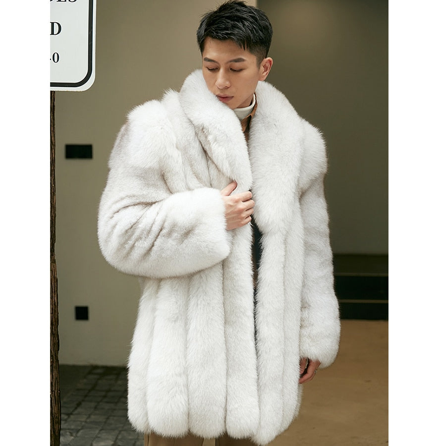 Men's White Fox Fur Coat