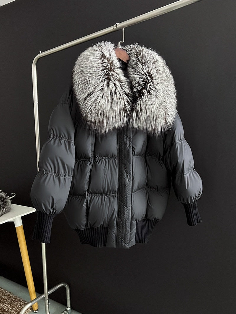 Goose Down Real Fur Big Collar Puffer Coats