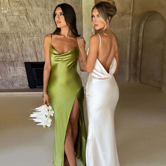 Sleeveless Backless Side Slit Long Dresses