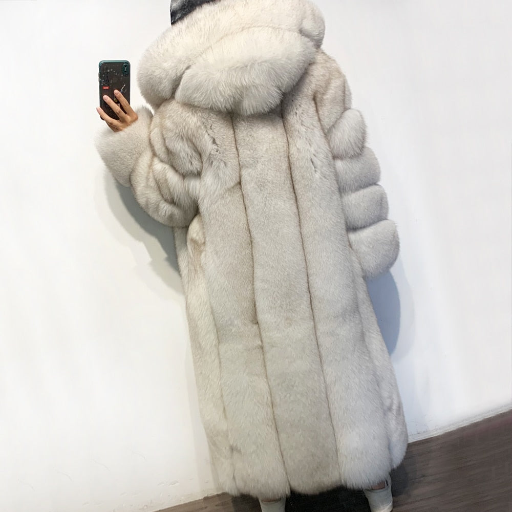 Hooded X Long Fur Coat