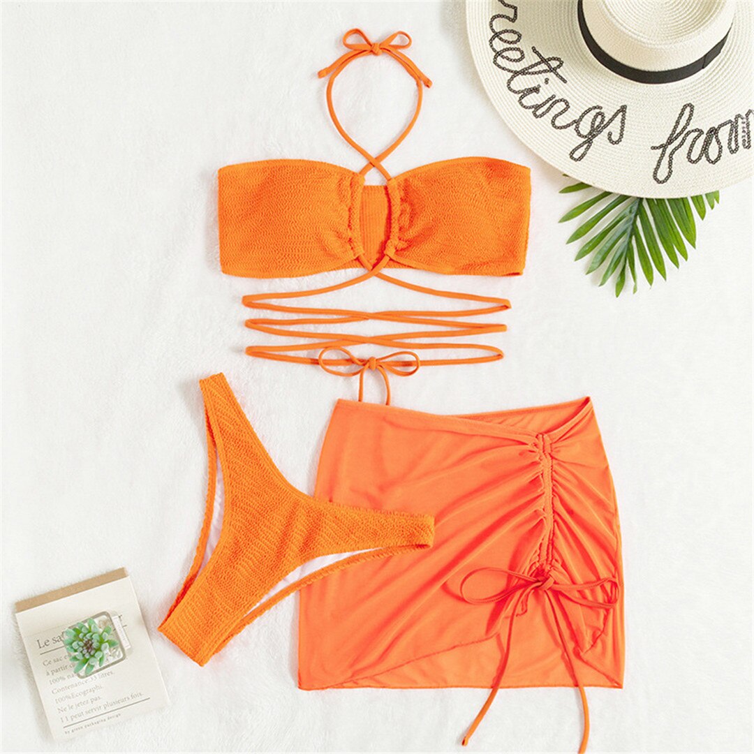 Bikini DYI Tie Set & Mesh Mini Skirt