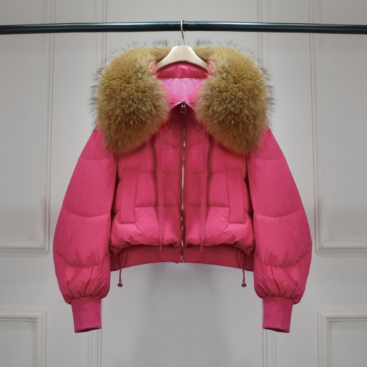 Real Fur Loose Duck Down Puffer Coats