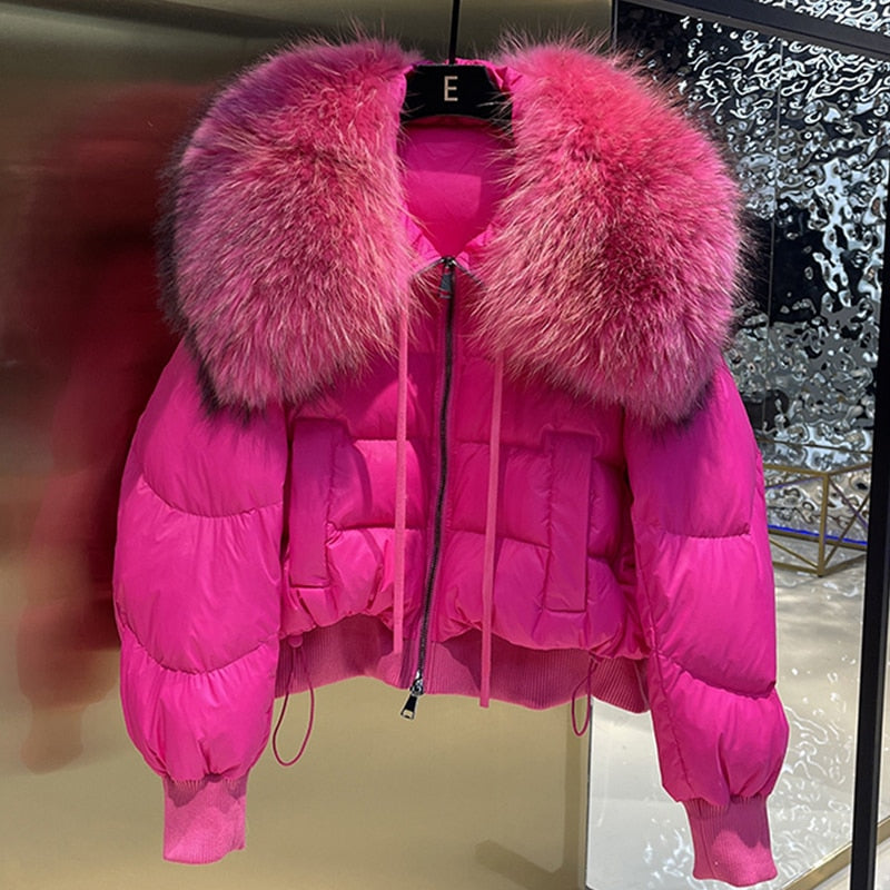 Real Fur Loose Duck Down Puffer Coats