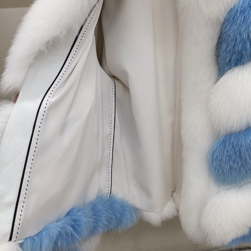 Color Pattern Real Fox Fur Short Coats