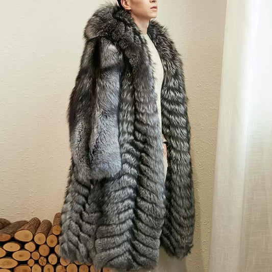Natural Silver Fur X-Long Coat