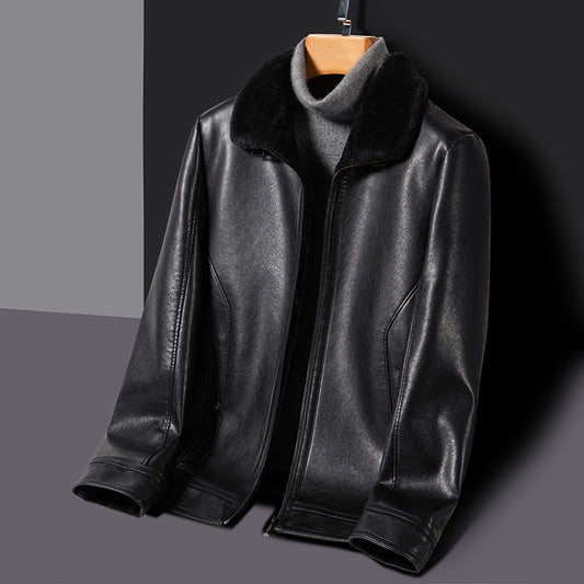 Genuine Leather Jackets Velvet Collar & Liner