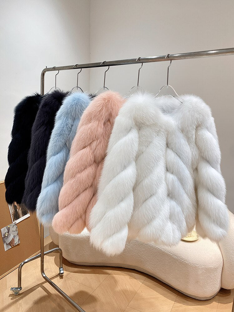 Luxury Pattern Real Fur Coats