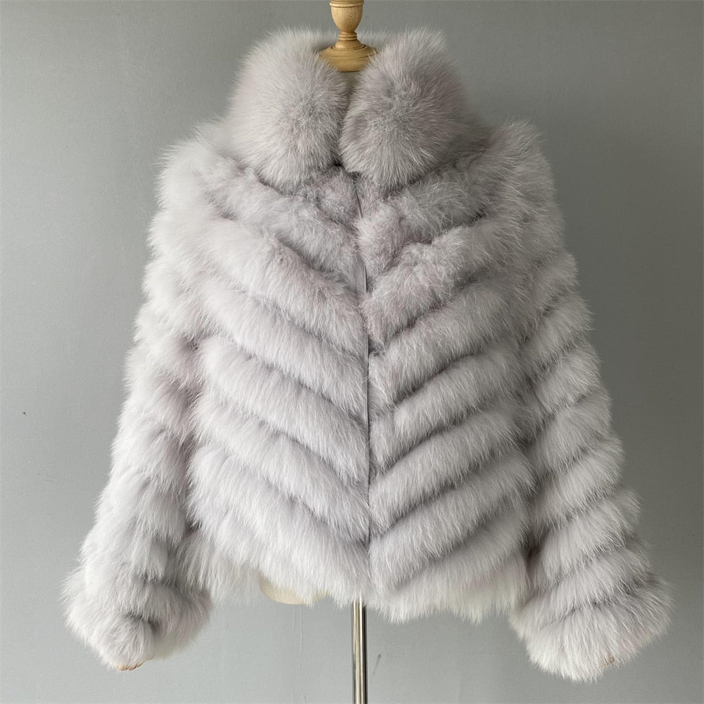 Reversible Knitted Real Fur Coats Silk Liner