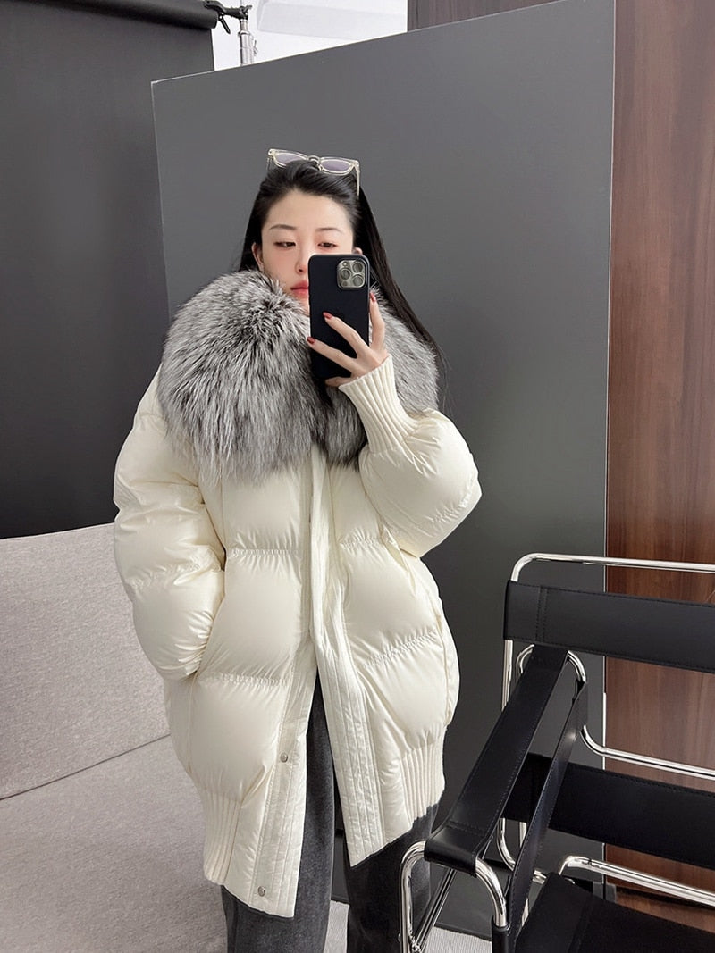 Goose Down Real Fur Big Collar Puffer Coats