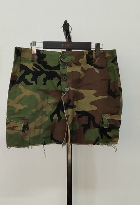 Camouflage Slim High Split Skirt
