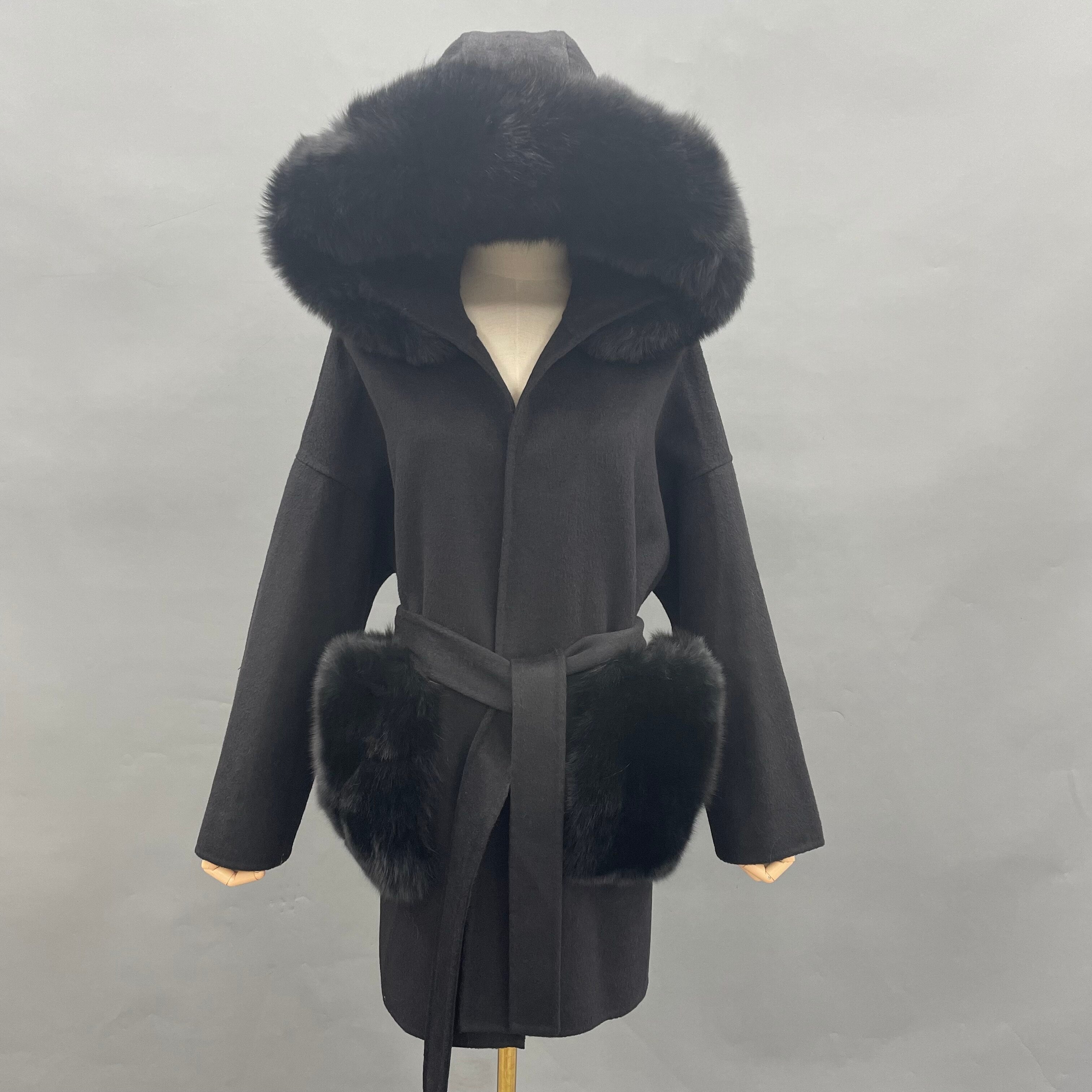 Pea coat with fur hood hot sale