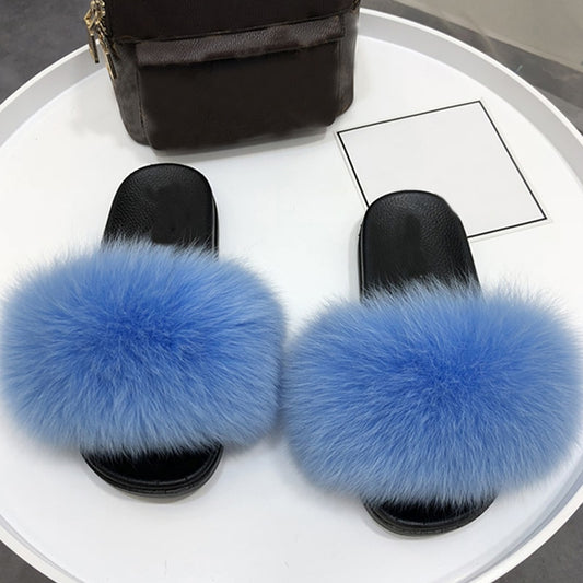 Real Fur Slides Sandals Slippers Flip Flops