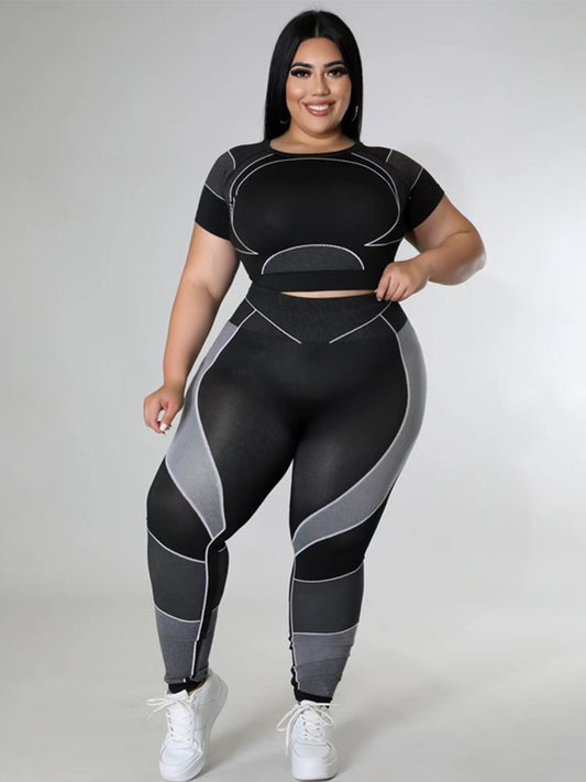 Printed Top and Pants Tracksuit Plus Size