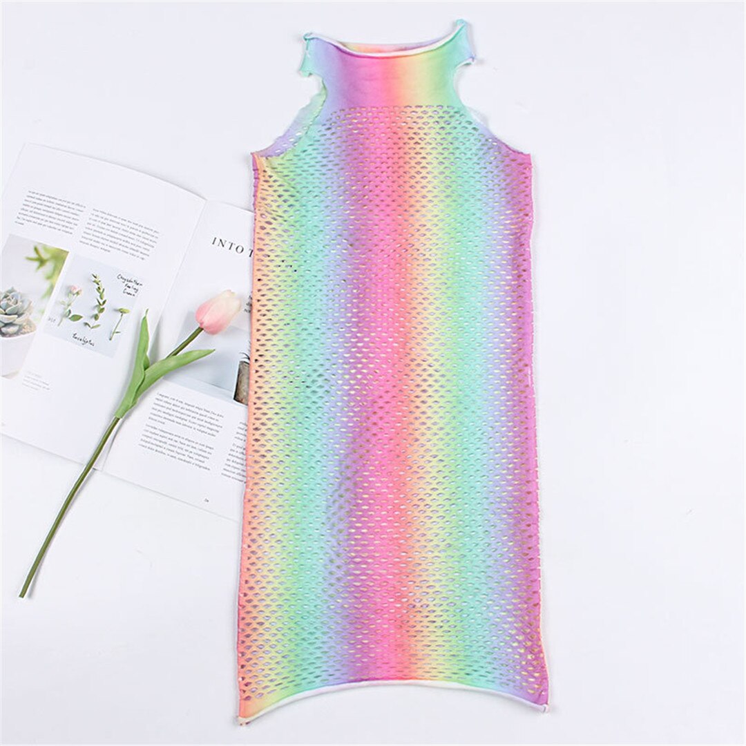 Colorful Hollow Tunic Beach Cover Up